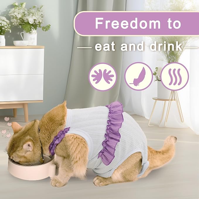 Cat Recovery Suit,Kitten Onesie After Surgery,E-Collar Alternative for Abdominal Wound and Skin Diseases,Soft Breathable Bodysuit After Spay（Blue-s）