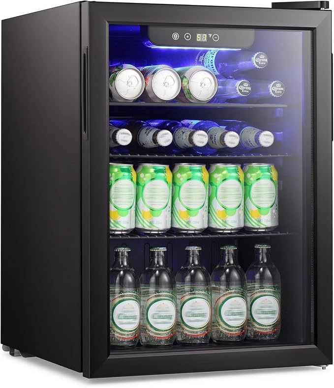 Antarctic Star Mini Fridge-95 Can Beverage Refrigerator Wine Cooler Clear Front Glass Door Small Drink Touch Screen for Soda Beer Bar Office Home 2.6 cu.ft | 95 Can Capacity, Clear Front Glass Door, Touch Screen for Soda Beer Bar Office Home