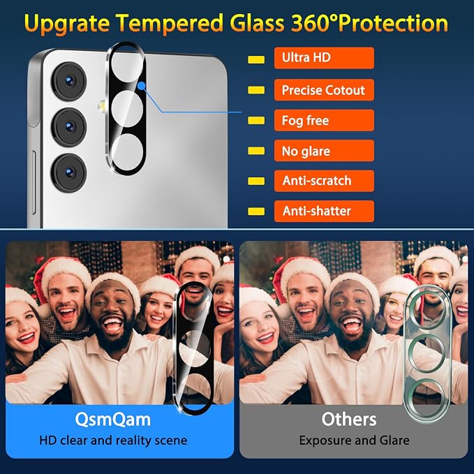 QsmQam 3 Pack Screen Protector for Samsung Galaxy A16 4G/5G + 3 Pack Camera