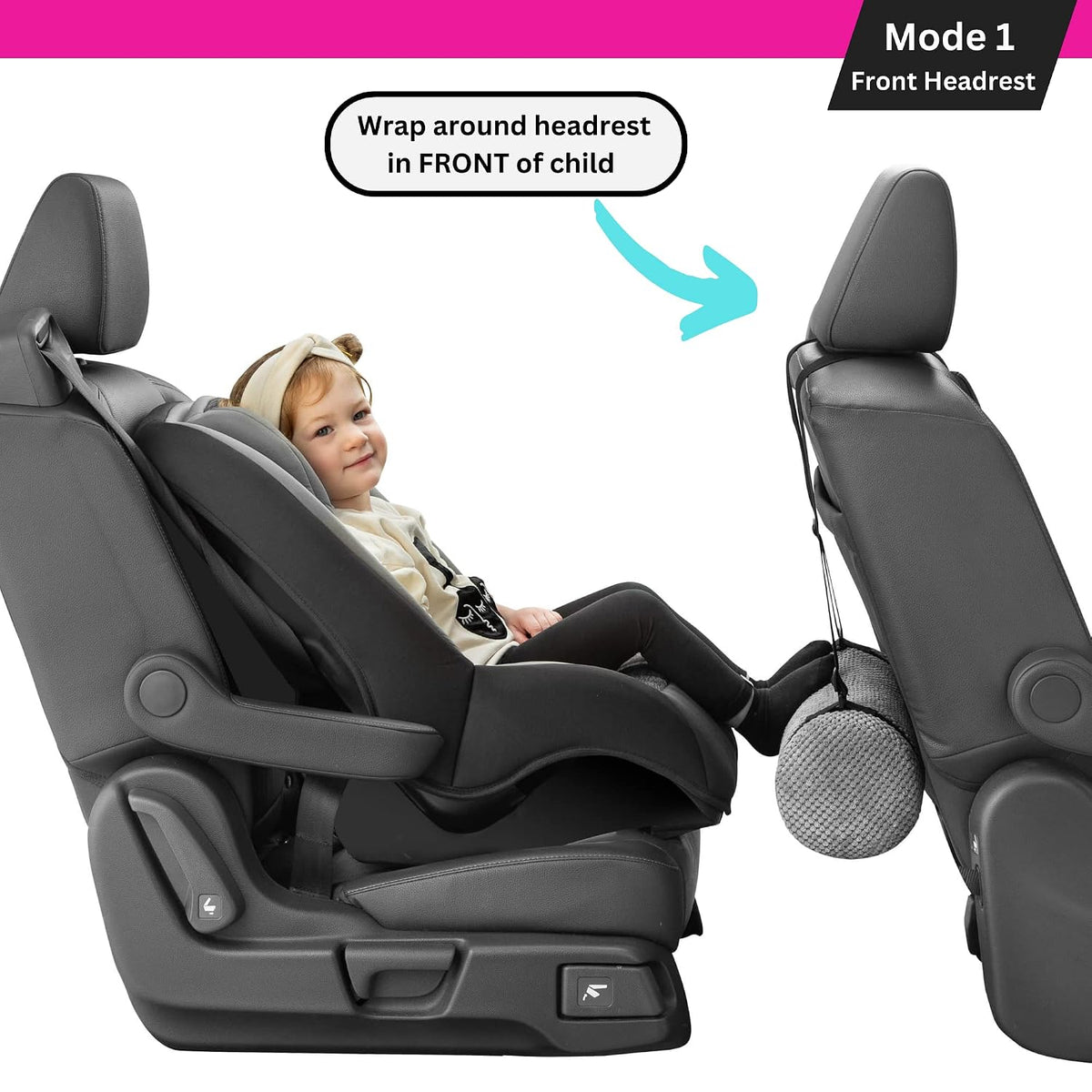 Car Seat Foot Rest, Grey, Extra Long Straps, Adjustable