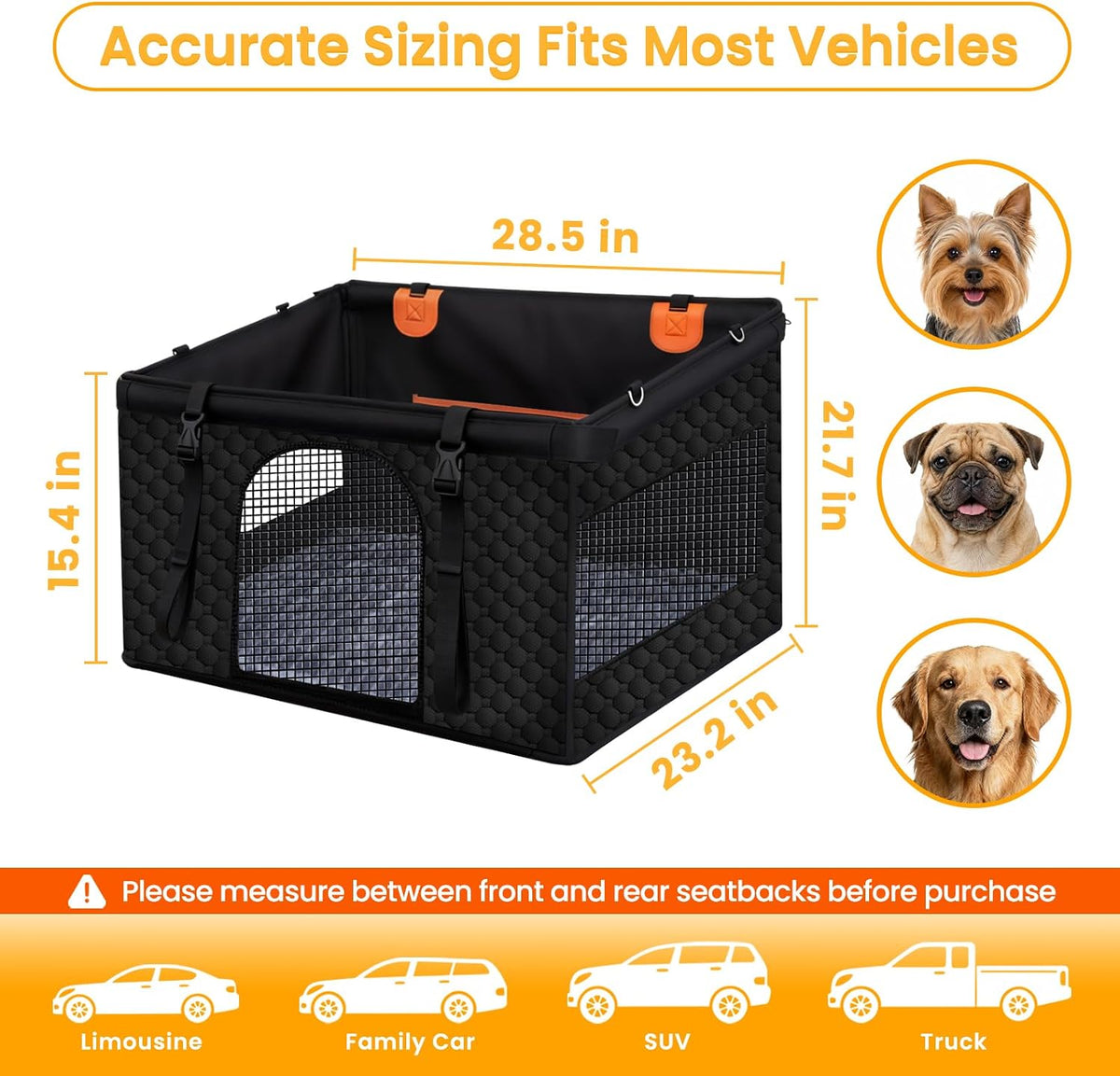 Large Dog Car Seat Cover with Dog Bed Mat for Back Seat Half - Single Seat Travel Hammock Extender, Waterproof Hard Bottom for Medium & Large Dogs, Car SUV Truck Vehicle