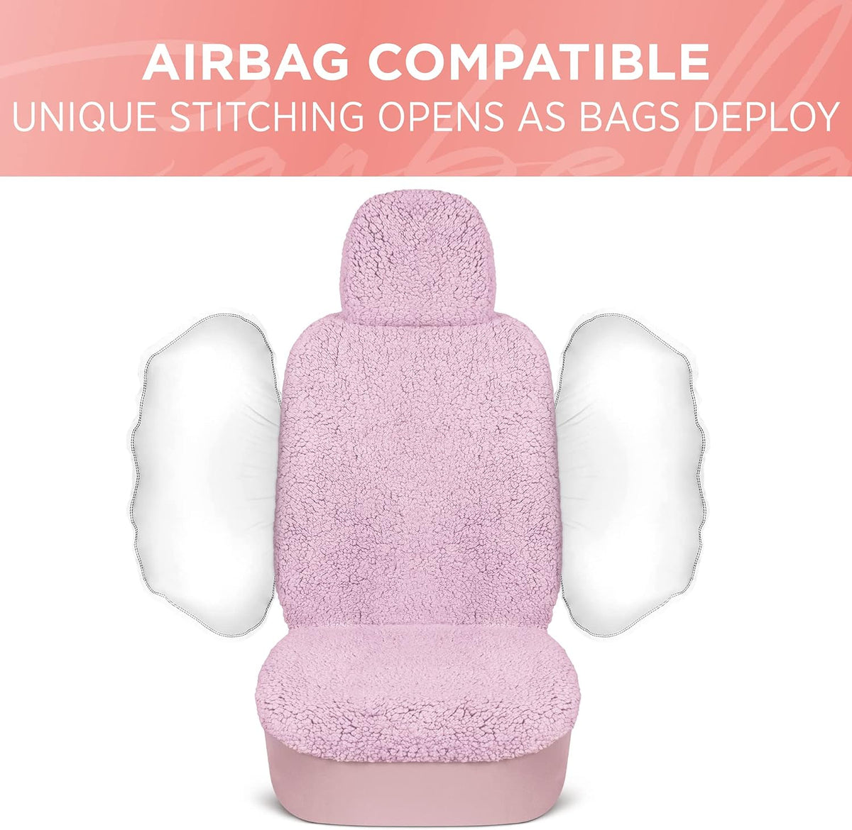 Carbella Plush Sherpa Fleece, 2 Pack Pink Seat Cover for Cars with Soft Cushioned Touch, Cute Automotive Interior Protector for Trucks Van SUV