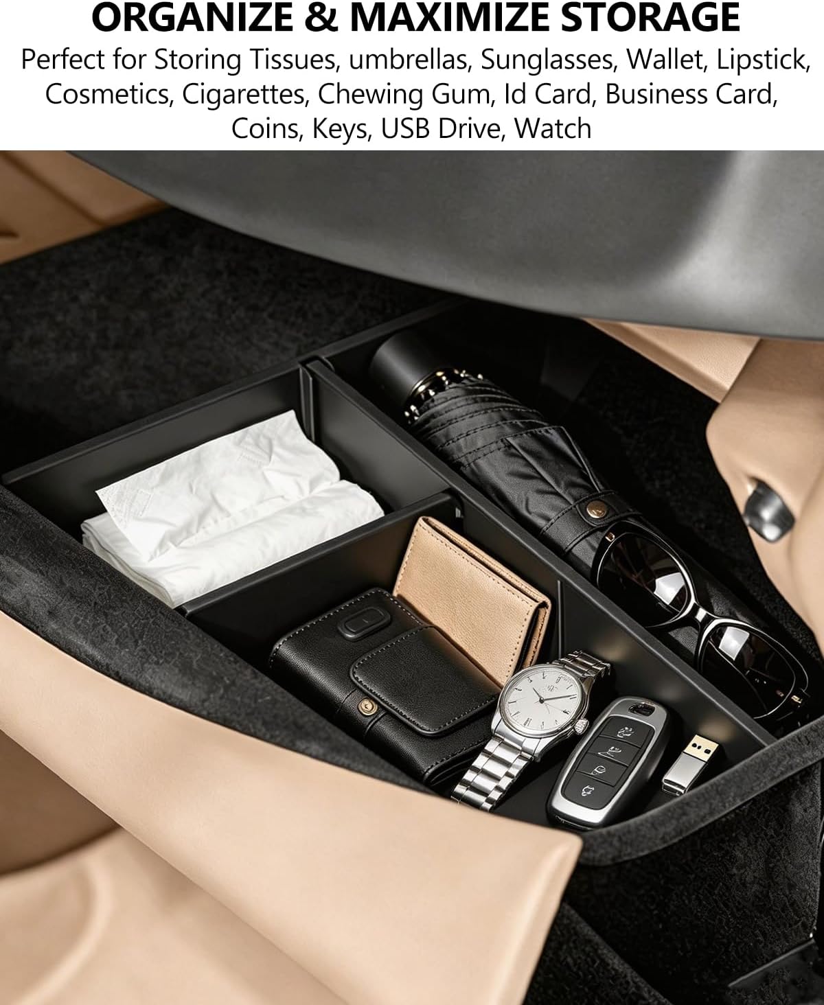 for Kia EV9 Glove Box Dividers Organizer 2024-2026 Accessories Center Control Glove Partition Panel for Kia EV9 Insert Compartment Dividers Tray Sunglass Key Card Storage Solution System