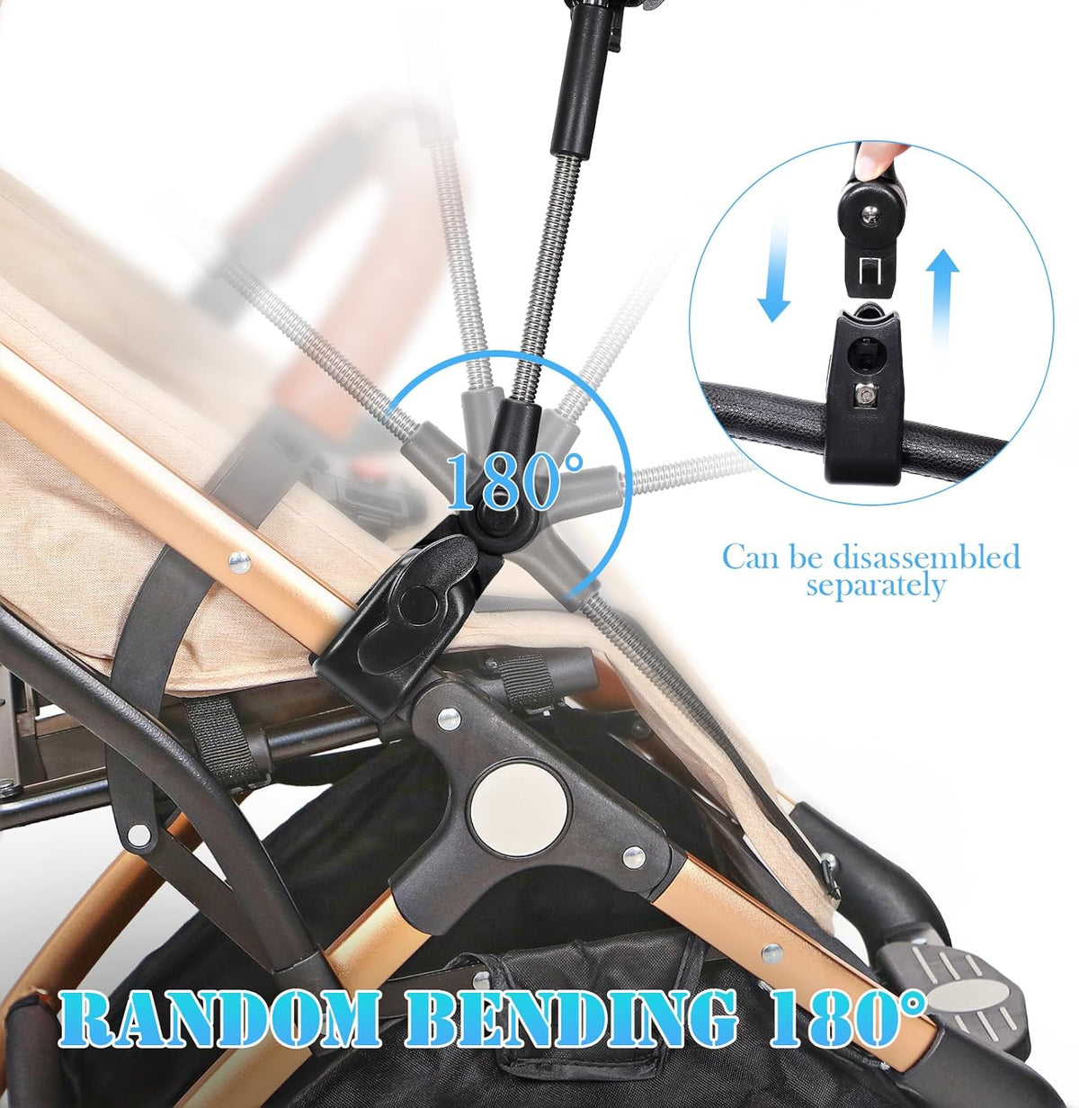 Skiennix Chair Umbrella - 78cm UV Protection Sun Shade with 360° Adjustable Clip-On Clamp for Strollers & Beach Chairs