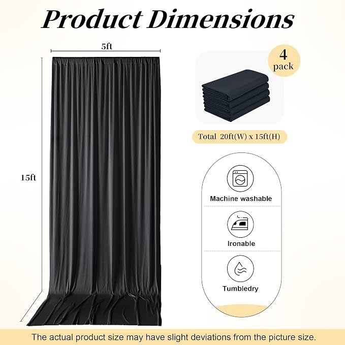 20ft x 15ft Black Backdrop Curtains
