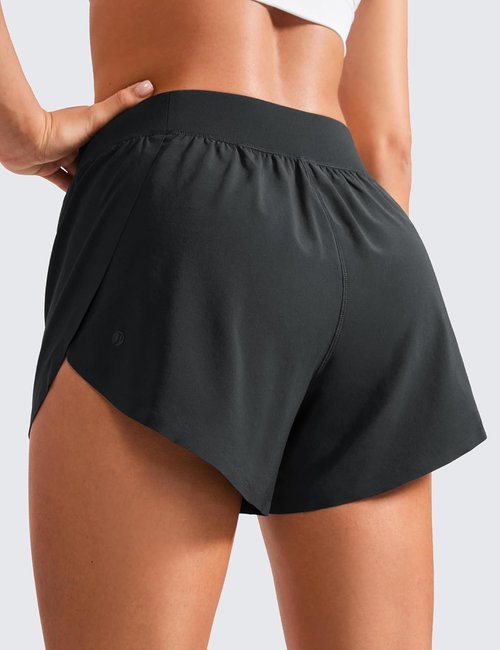 CRZ YOGA Mid Waisted Running Shorts for Women - Comfy Mesh Liner, Quick Dry, Perfect for Gym & Track