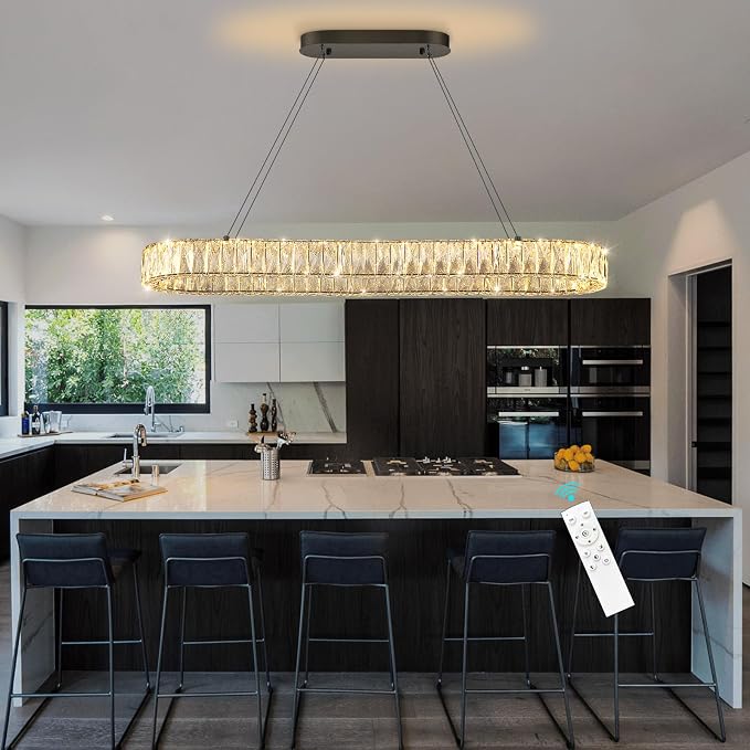 HAIXIANG LED Long Chandeliers for Dining Table Modern Chandelier Dimmable