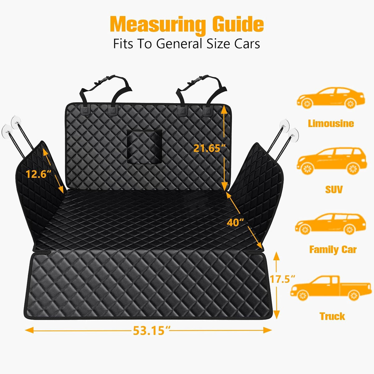 PETICON SUV Cargo Liner for Dogs, PU Leather Trunk Cover with Bumper Flap