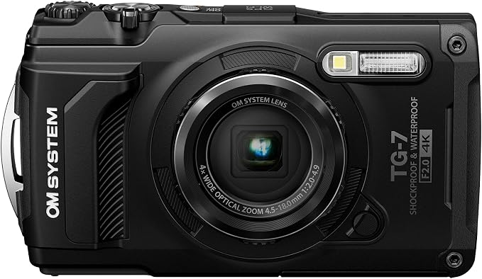 OM SYSTEM Olympus Tough TG-7 Black Underwater Camera, Waterproof, Freeze Proof