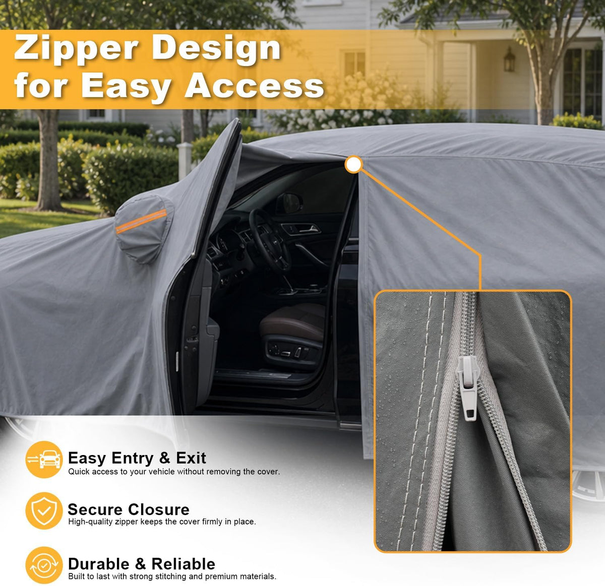 GUNHYI 16 Layers Car Cover Waterproof All Weather, Heavy Duty Outdoor Car Cover Universal Fit Sedan Toyota Avalon, Ford Taurus, Lincoln MKS/Continental, BMW 740i, Mercedes Benz S Class etc.
