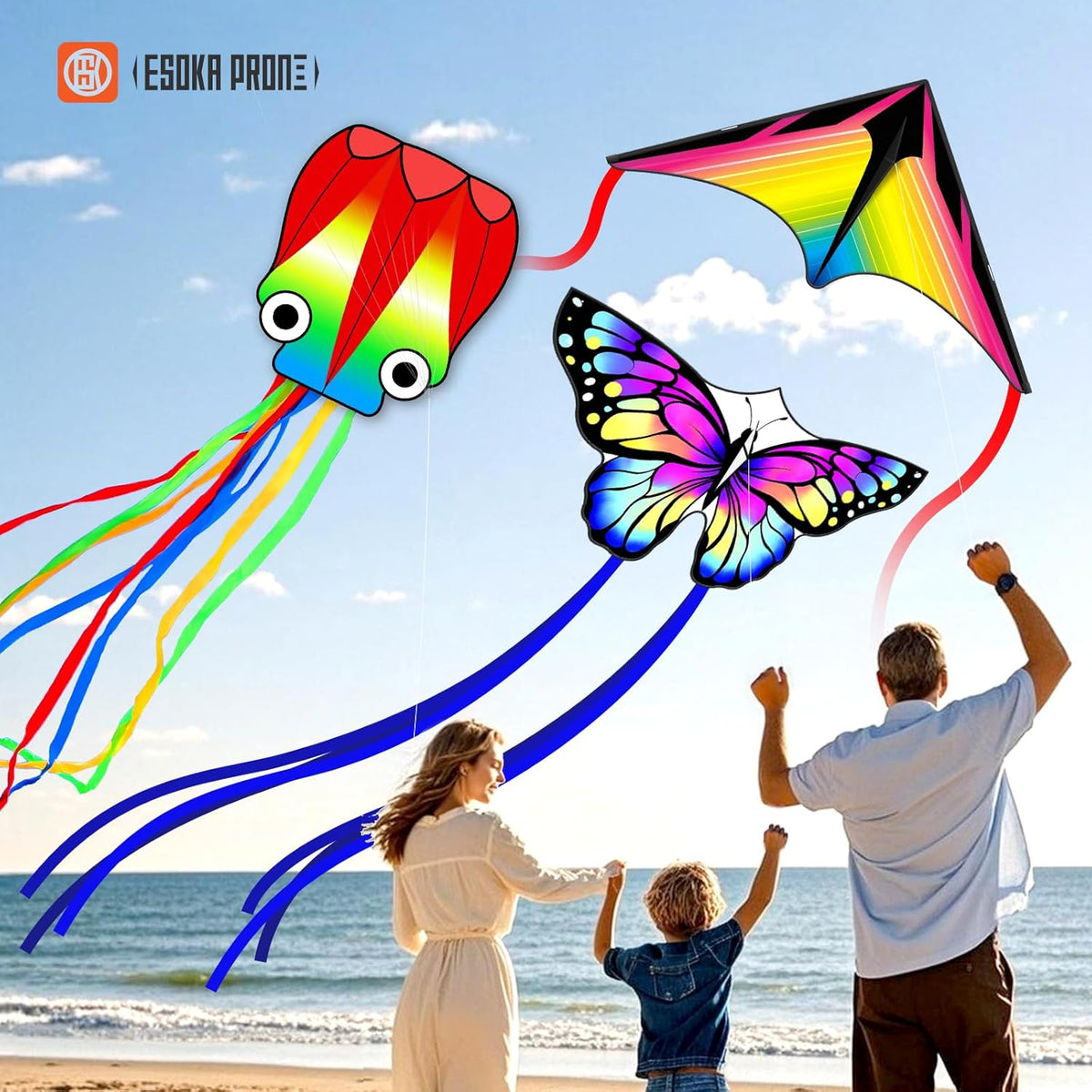 QC Grassland Kites - Easy to Fly Beach Kites for Kids & Adults | Perfect Gift for Ages 4-8, Includes 328ft String