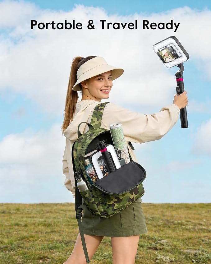 Magnetic Ring Light with Stand and Phone Clip, 6000mAh Phone Tripod with Light