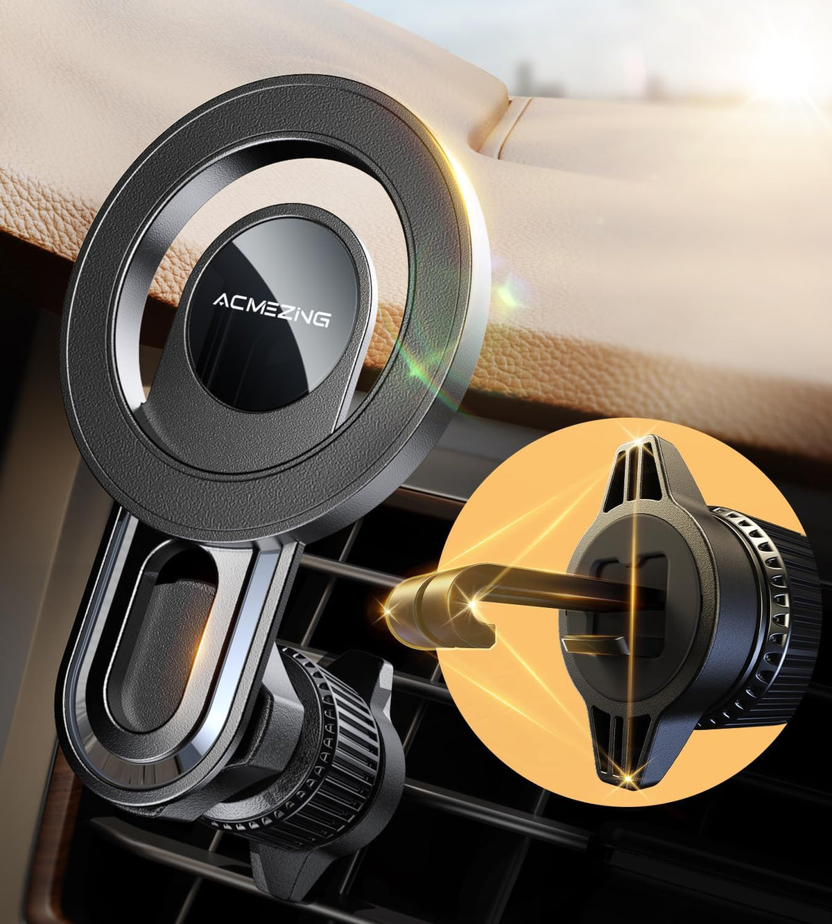 3-in-1 Car Phone Holder [122+LBS Strongest Suction & Stable Clamp Arm] 360° Adjustable Car Phone Mount, Cell Phone Holders for Your Car for Dashboard Vent, All Smartphones & Car Models
