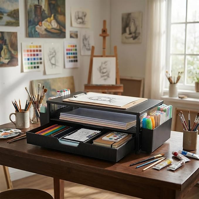 ECOLOVI Desk Organizer and Accessories, 2-Tier Computer Monitor Stand Rise