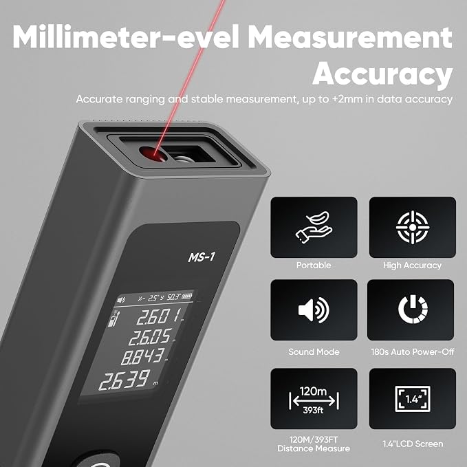 Laser Measure - 393 FT Laser Distance Meters, Type-C Rechargeable Laser