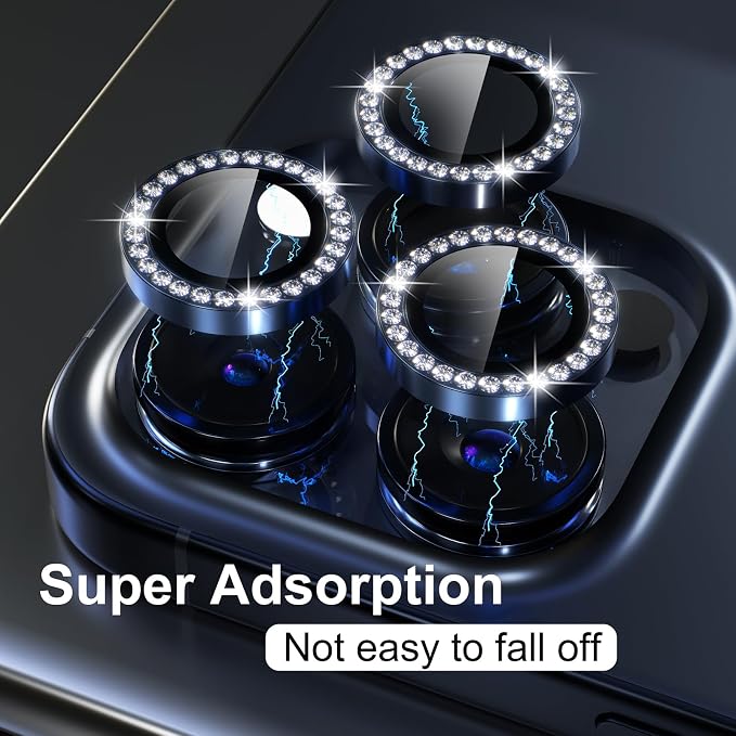 Misea Compatible for iPhone 15 Pro/iPhone 15 Pro Max Camera Lens Protector Bling