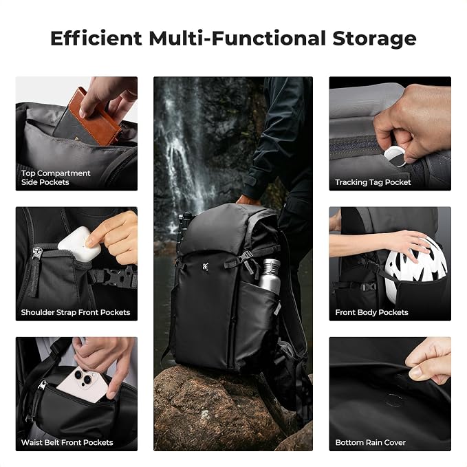 K&F CONCEPT Camera Backpack, 40L Large Capacity Camera Bag, Waterproof DSLR