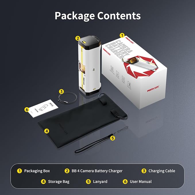 PHOTOOLEX BB4 4-Slot Battery Charger