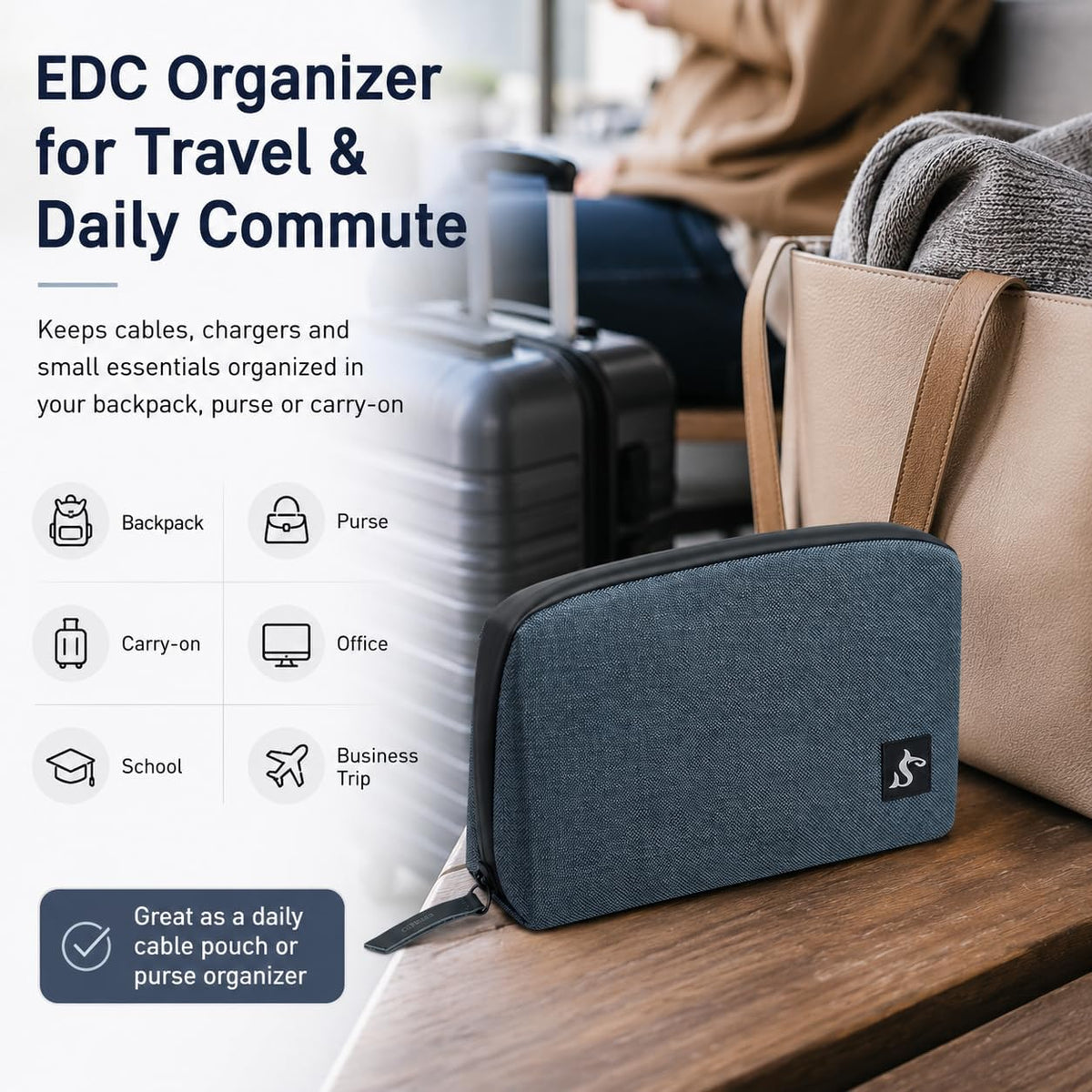 simtoper Electronic Organizer Travel Case – Waterproof Cable Bag for Cord, Charger, Hard Disk, Power Bank – Small Tech Storage for Travel, Backpack, Business Trip, Airplane