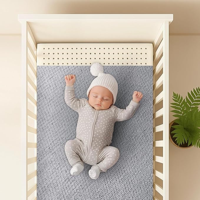 ORGANIC TEXTILES Organic Baby Mattress Topper with Heather Grey Cover - GOLS/GOTS Certified - Breathable, Hypoallergenic 3" MiniCrib (38"x24")