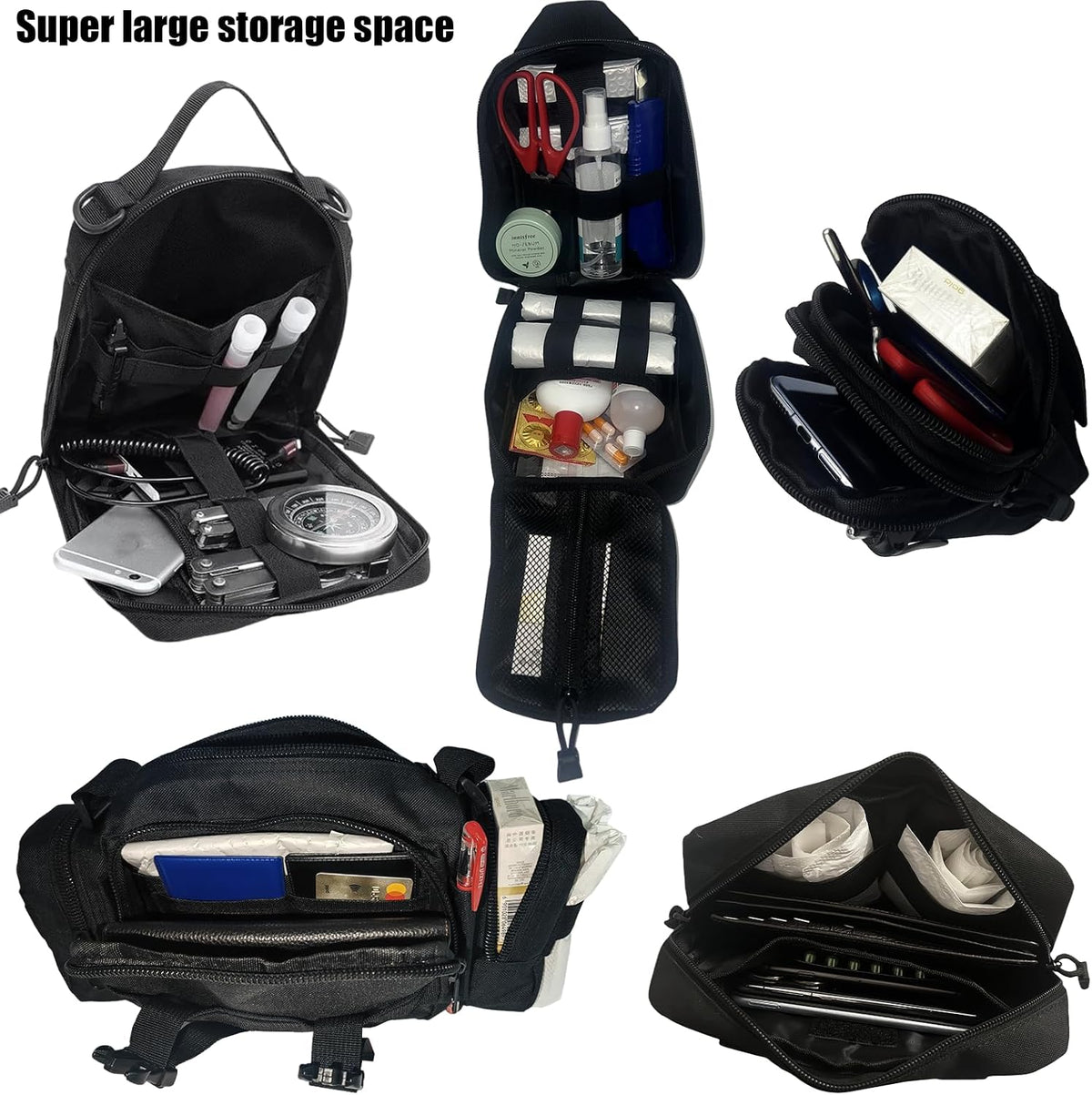 7 PACK Tactical Seat back organizer Truck organizer With 6 Detachable Pouches Universal For Car Truck Ford Jeep Military-Grade Heavier Panels With Multi-functional Packs (Black)