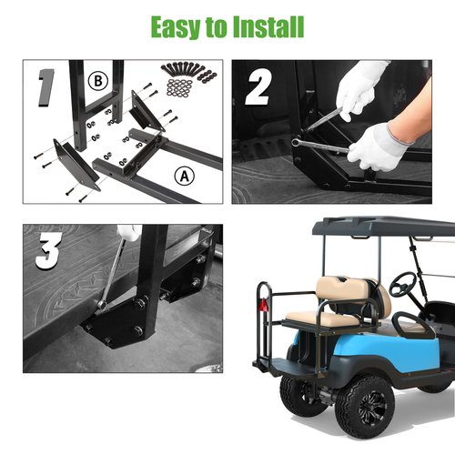 10L0L Golf Cart Rear Safety Grab Bar Universal Compatible with Yamaha Club Car EZGO Golf Cart with Reflective Triangle Board