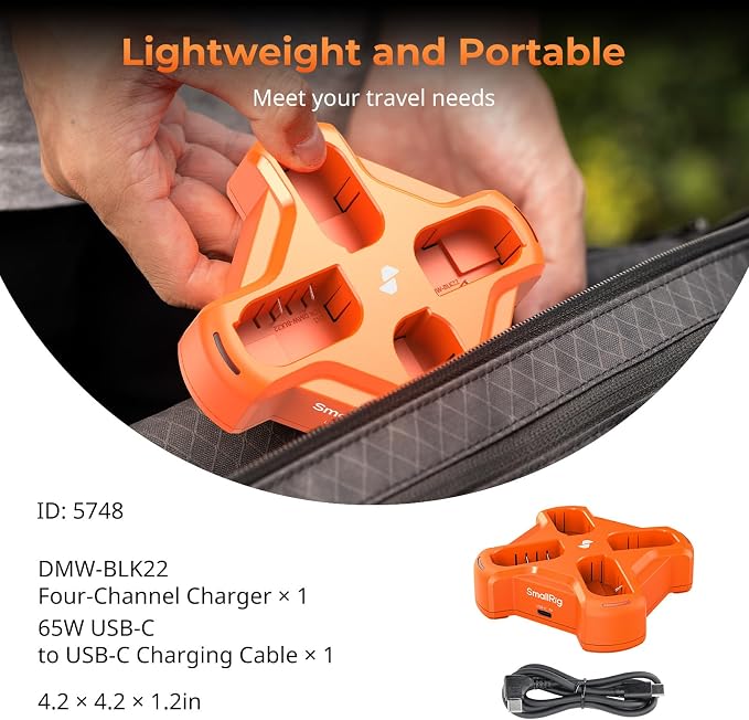 SMALLRIG DMW-BLK22 4-Channel Camera Battery Charger