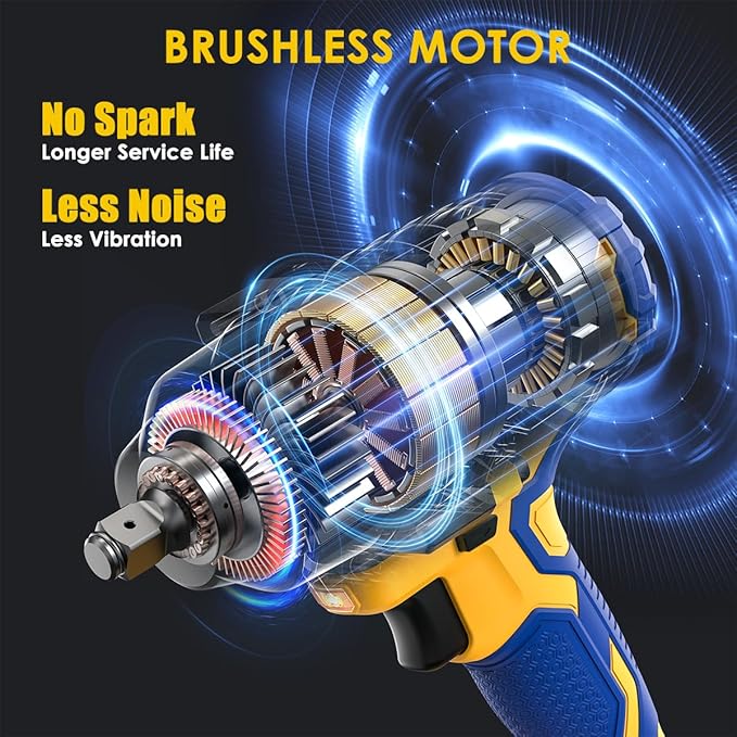 ACROPOW Cordless Impact Wrench Compatible with DEWALT 20V MAX Battery, 1/2 Inch Brushless High Torque Power Impact Gun 665 Ft-lbs(900 N.m) with 3-Mode Speed, LED Light (Bare Tool Only)