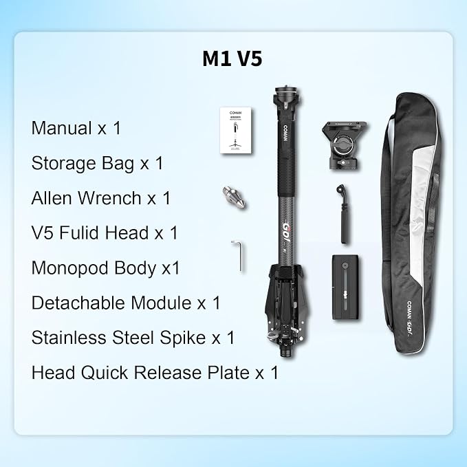 COMAN M1V5 Camera Monopod, One-Click Lifting Monopod