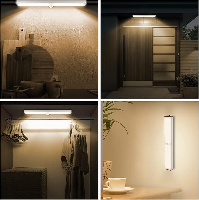LED Closet Light, 28LED Dimmer Rechargeable Motion Under Cabinet Lighting Stick-Anywhere Night Light for Stairs,Wardrobe,Kitchen,Hallway
