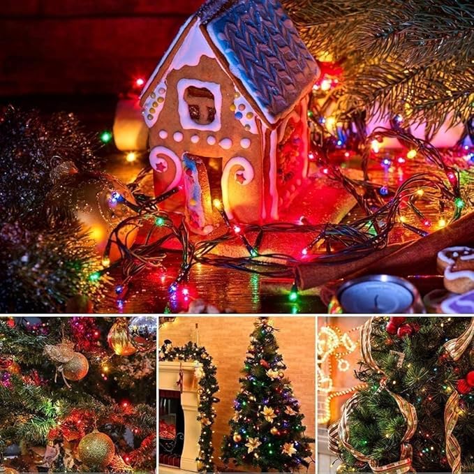 Battery Operated Christmas Lights-132FT 300 LED 8 Modes Outdoor/Indoor Waterproof Fairy Lights, Decorative Light Strings for Wedding Party Bedroom Roof Garden Halloween Thanksgiving Holiday,Multicolor