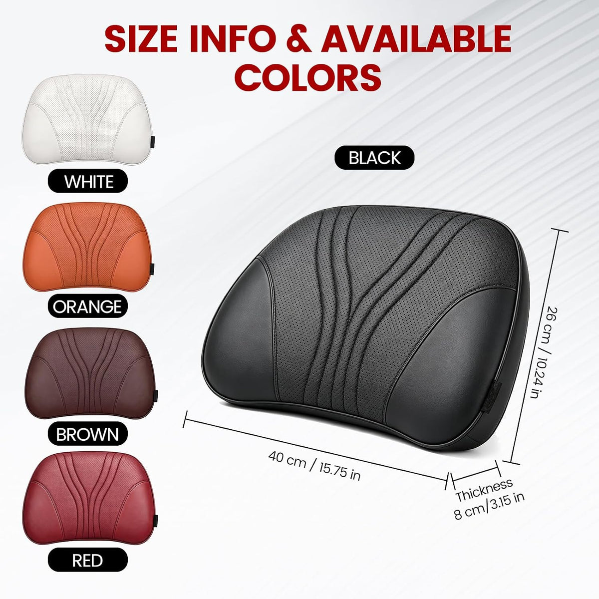 Fodeuxp Universal Memory Foam Car Lumbar Support Pillow, Brown
