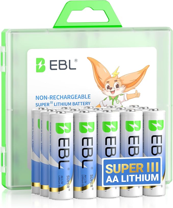 EBL Lithium AA Batteries 12 Pack, Longest Lasting 3700mAh 1.5V Non-Rechargeable