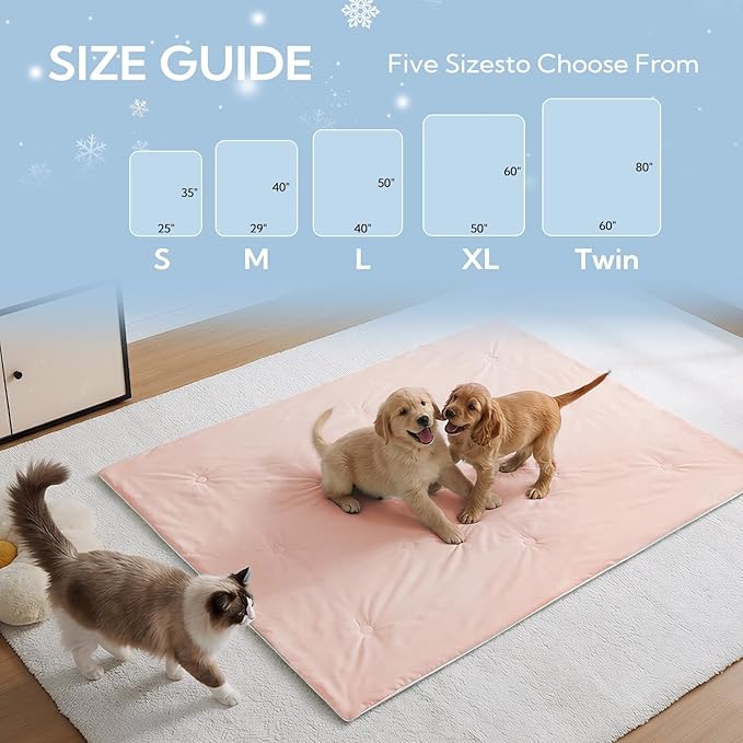 Soulbond Cooling Blanket for Extra Large Dogs - Q-MAX>0.45, Washable Cool Pet Cats Throw Blanket for Hot Weather, Self-Cooling Soft Dog Mat for Bed Crates Couch Sofa Cars(50"x60", Pink)