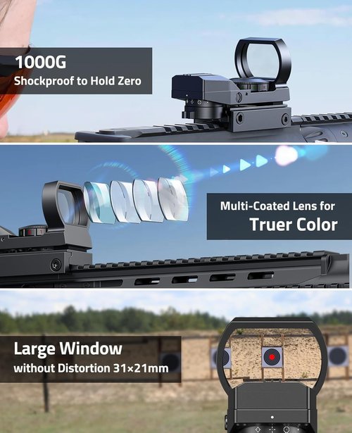 CVLIFE FoxSpook Green & Red Dot Sight - Motion Awake Reflex Optics for Picatinny | 31x21mm Large Window