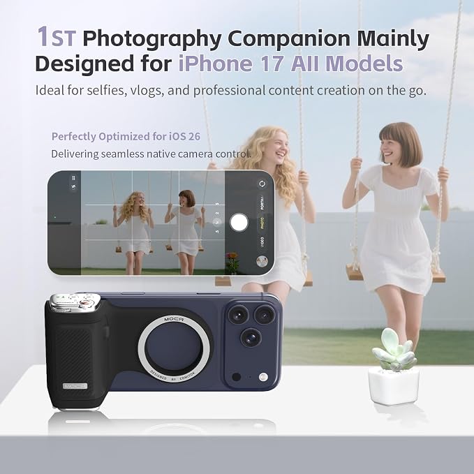 COMITOK Magnetic Camera Grip for iPhone 17 Pro, No App Needed for iOS26 System