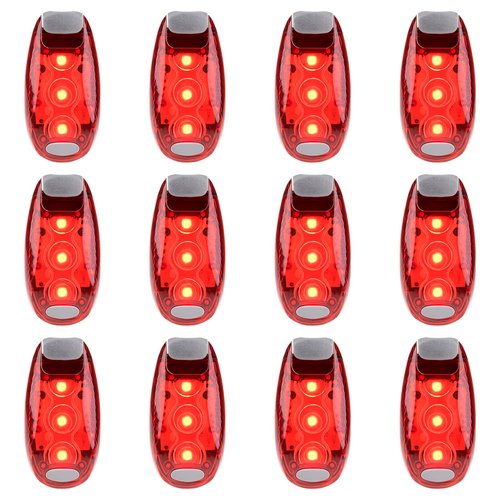 Awpeye 12 Pack Led Safety Light, Safety Light, High Visibility Strobe Running Lights Used for Bicycle, Walking Etc. Clip-On Running Lights Clip to Clothes Strap to Wrist, Bike Or Anywhere (Red)