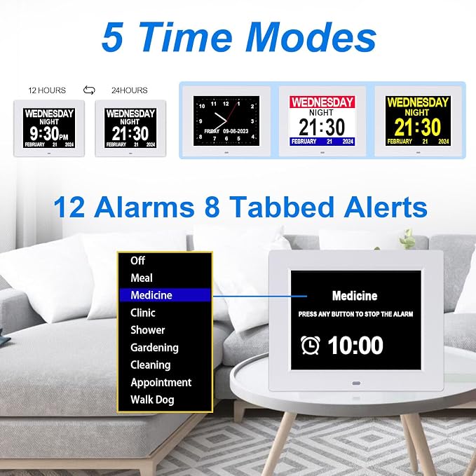 SSINI Dementia Clock Large Digital Calendar