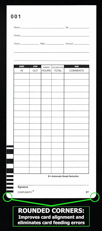 500 Lathem 7000E 7500E Time Clock Cards, E7 Compatible