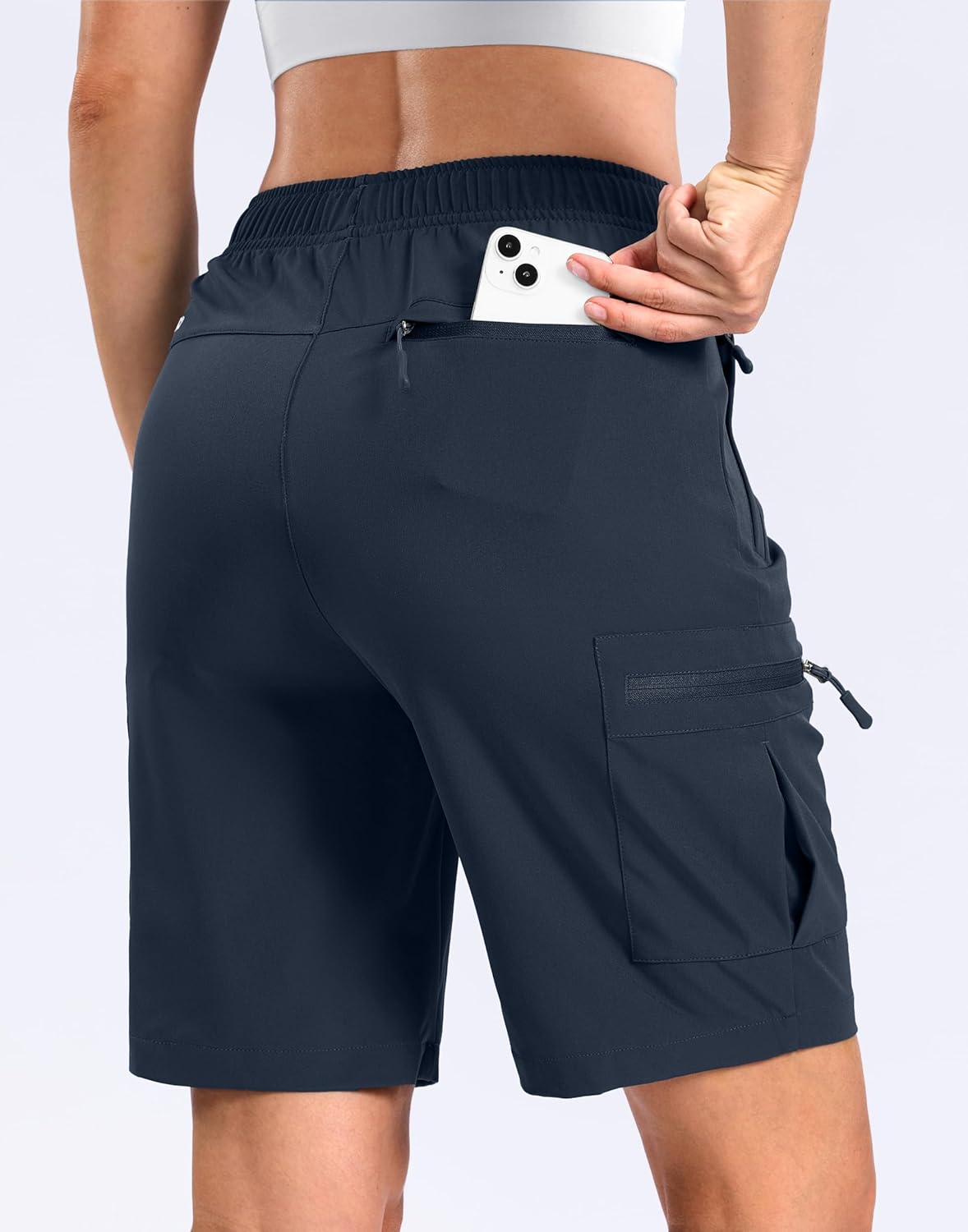 SANTINY Women's Lightweight Hiking Cargo Shorts - Quick Dry with 5 Zipper Pockets | 7"/9" Sizes