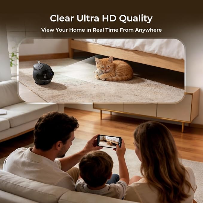 AEZ Robot Camera on Wheels 1080P Dual Lens, Indoor Movable Security Camera