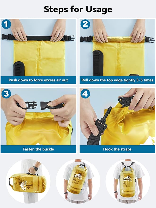 HEETA Dry Bag Waterproof for Women Men, 5L/10L/20L/30L/40L Roll Top Lightweight