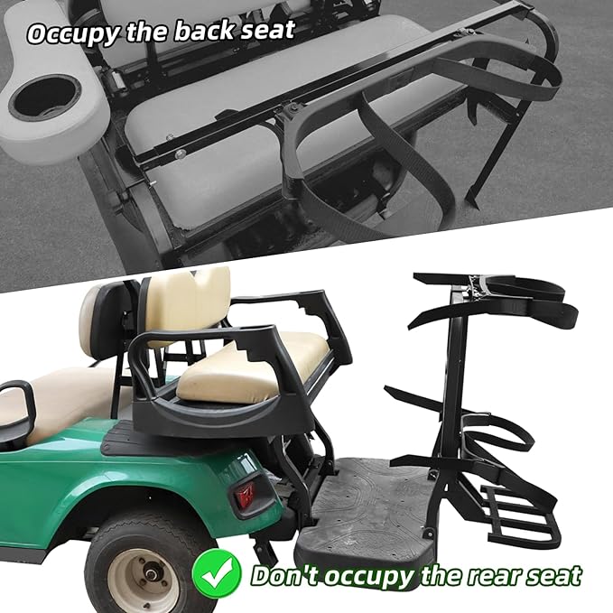 Roykaw Upgraded Golf Cart Rear Seat Bag Holder Universal Compatible with EZGO/Club Car/Yamaha, Golf Cart Rear Seat Bag Rack, Better Fixation/Space-Saving/No Drilling Required/Rust-Proof