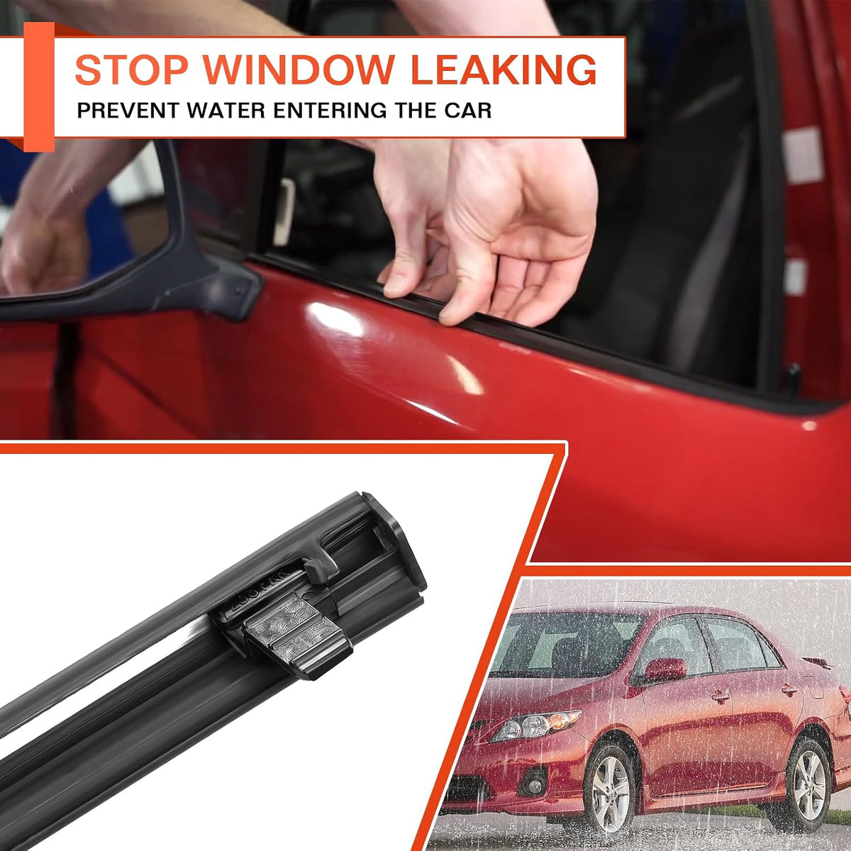 Weatherstrip Window Seal Car Window Moulding Trim Sweep Felt Seal Kit Fit for Toyota Corolla CE LE S XLE XRS 2009 2010 2011 2012 7573012300 7571002210-4 Piece Set