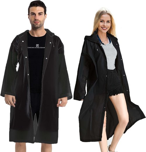 COOY Rain Coats - Reusable EVA Rain Ponchos for Adults | 2-Pack Waterproof Jackets