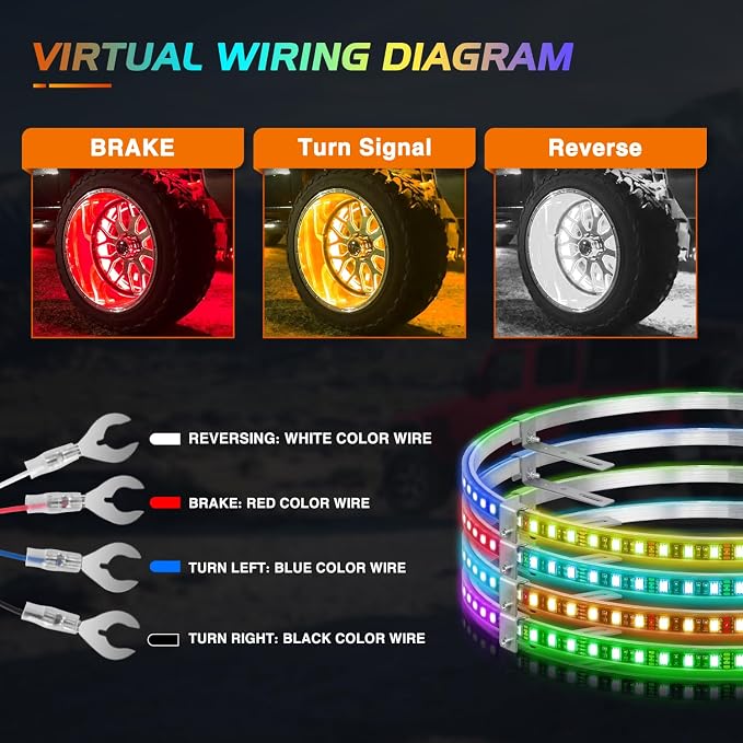 Nilight 4PCS 15.5inch Wheel Ring Lights Deram Color