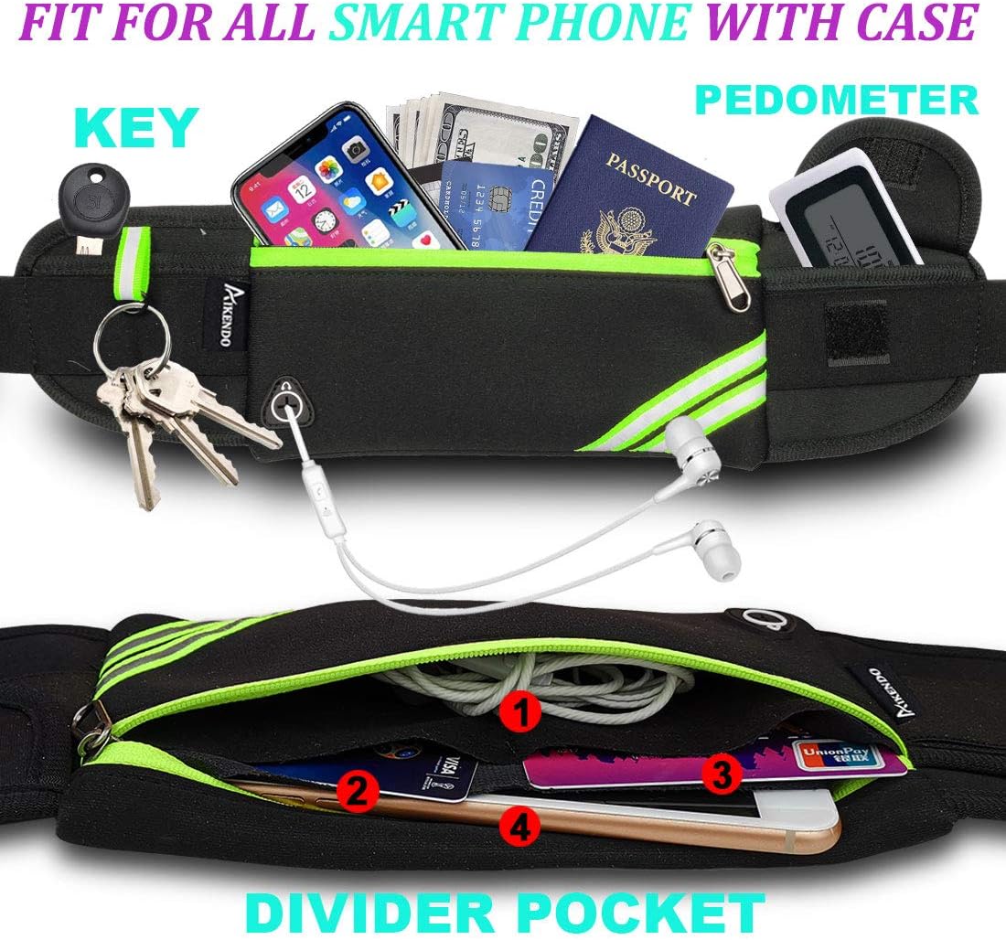 Skiennix Slim Running Belt - Reflective Fanny Pack for Hiking, Cycling & Jogging | Travel Money & Phone Holder