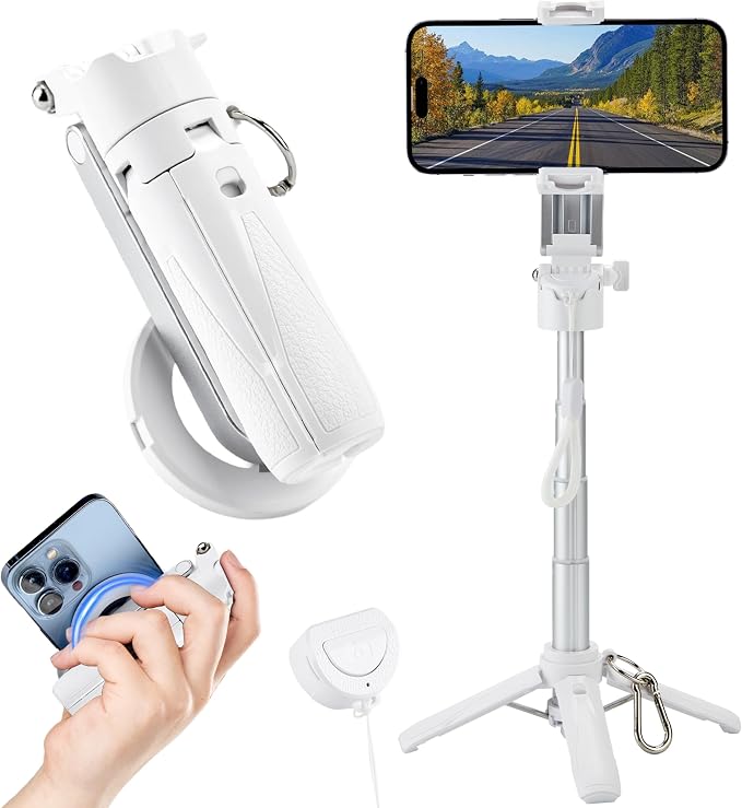 MQOUNY for Magsafe Tripod Stand for iPhone, Portable Pocket Size Selfie Stick