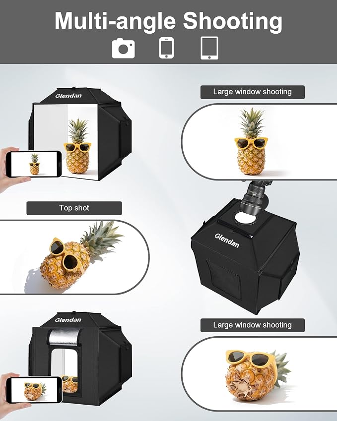 Glendan Light Box for Photography: 16"x16" Portable Photo Studio Soft Box