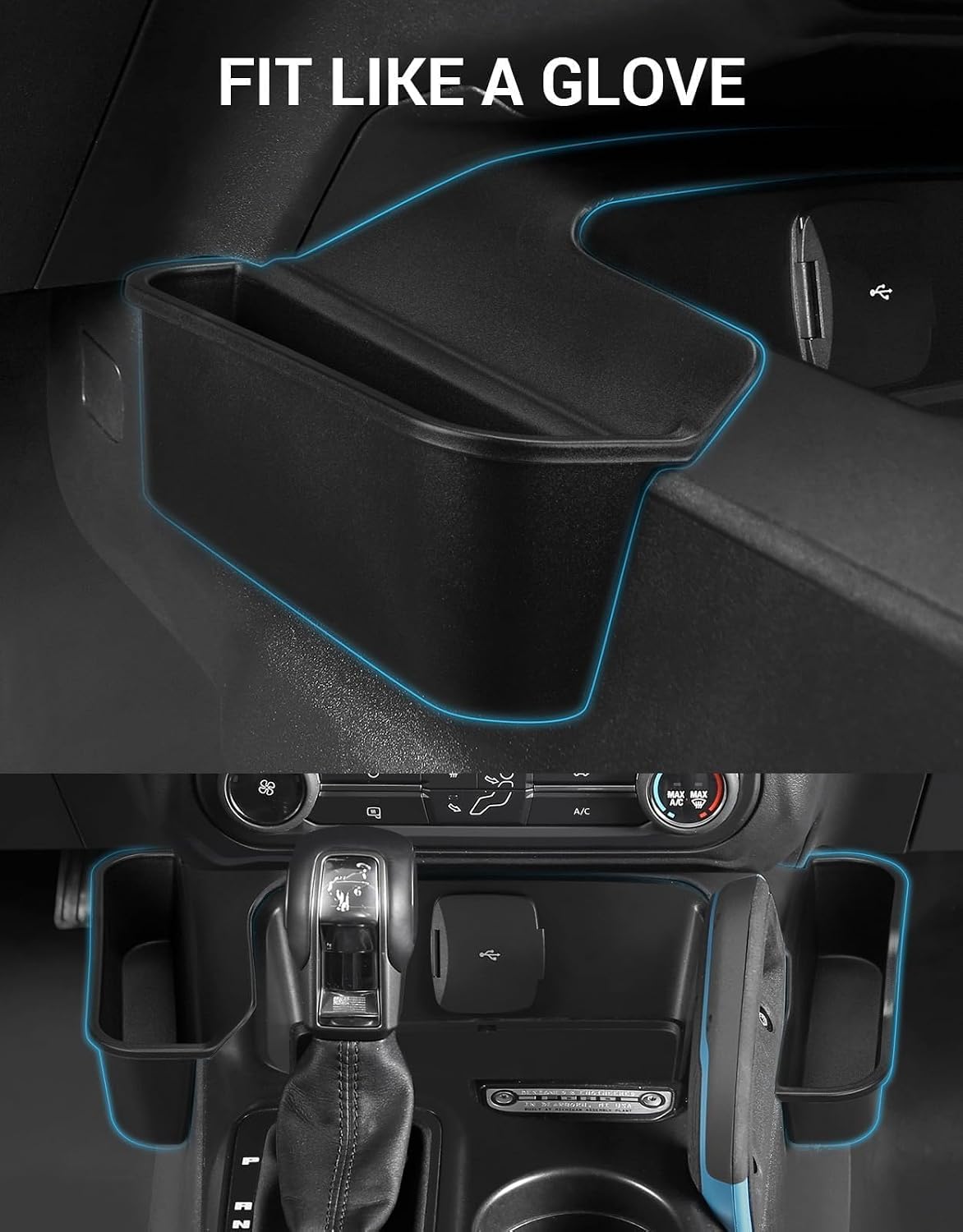 Ecarzo Center Console Shifter Storage Box for Bronco 2026 2025 2024 2023 2022 2021 Accessories, Organizer Gear Shift Storage Tray Additional Interior Gear Side Storage Bronco Accessories 2/4 Door